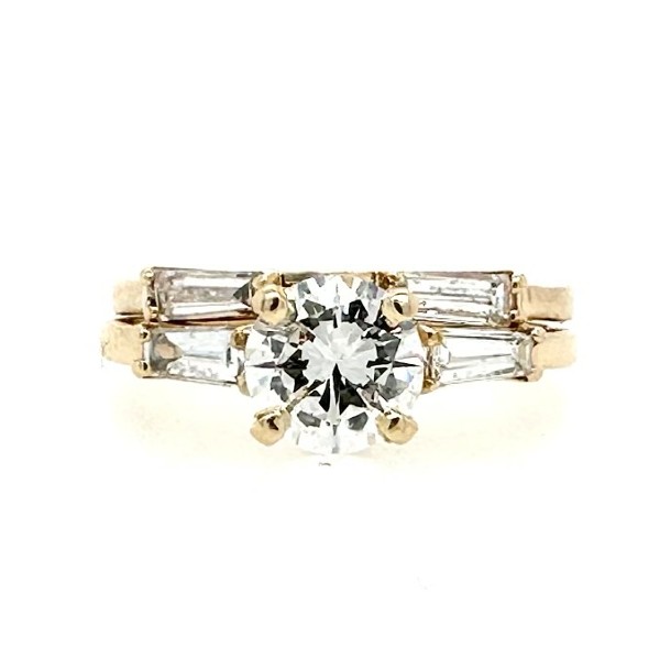 1.40 CTW Round Diamond Engagement Ring and Band