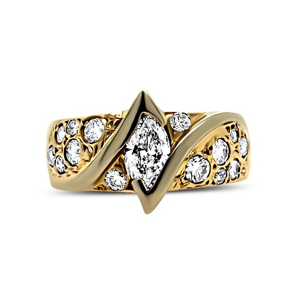 14k Marquise Diamond Engagement Ring