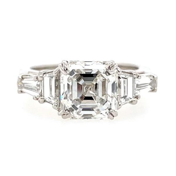 4.23 CTW Platinum GIA Asscher Cut Engagement Ring